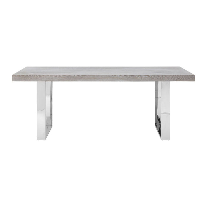 Ulmus Rectangular Wooden Dining Table In Muted Grey With Metal Legs