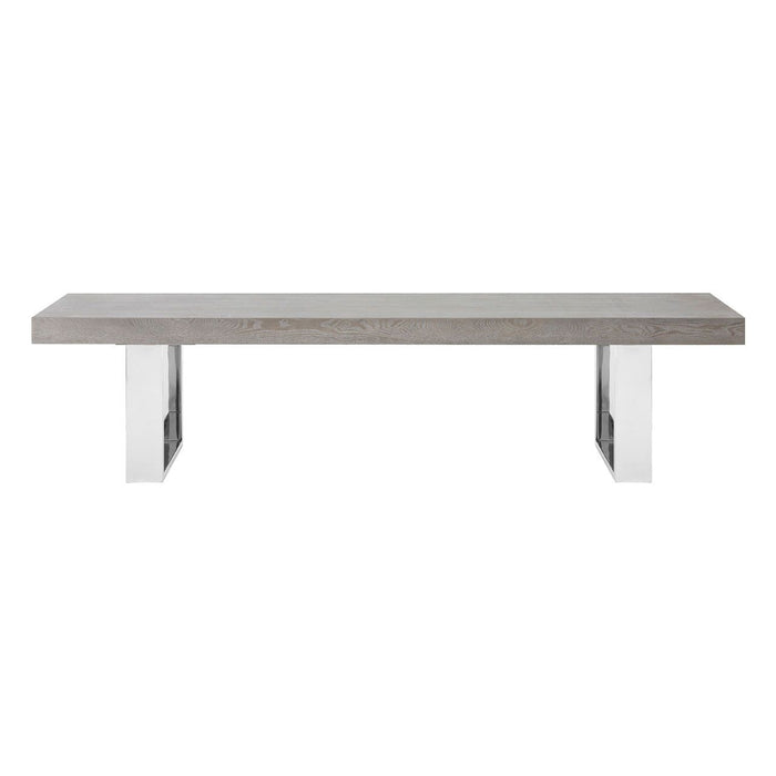 Ulmus Rectangular Wooden Dining Bench In Muted Grey