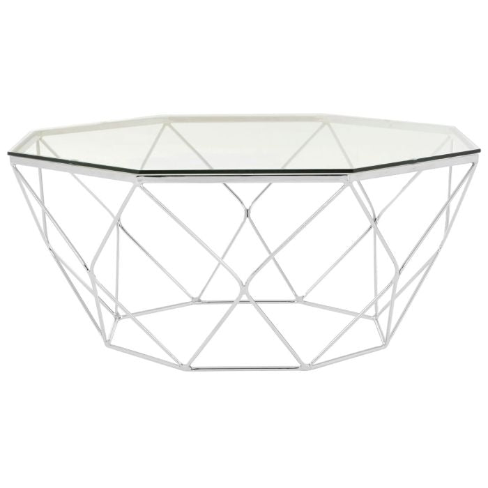 Anaco Clear Glass Top Coffee Table With Chrome Base