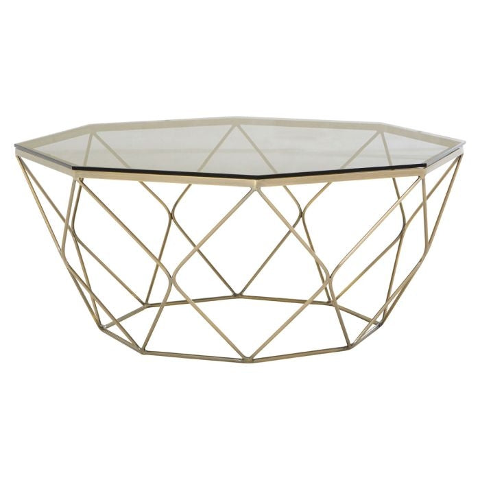 Anaco Glass Top Coffee Table With Brushed Nickel Metal Base