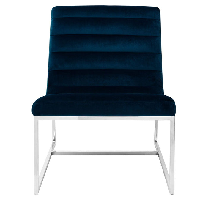 Vogue Velvet Curved Cocktail Chair In Midnight Blue