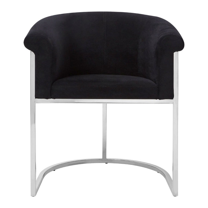 Vogue Velvet Dining Chair In Black With Chrome Stainless Steel Frame