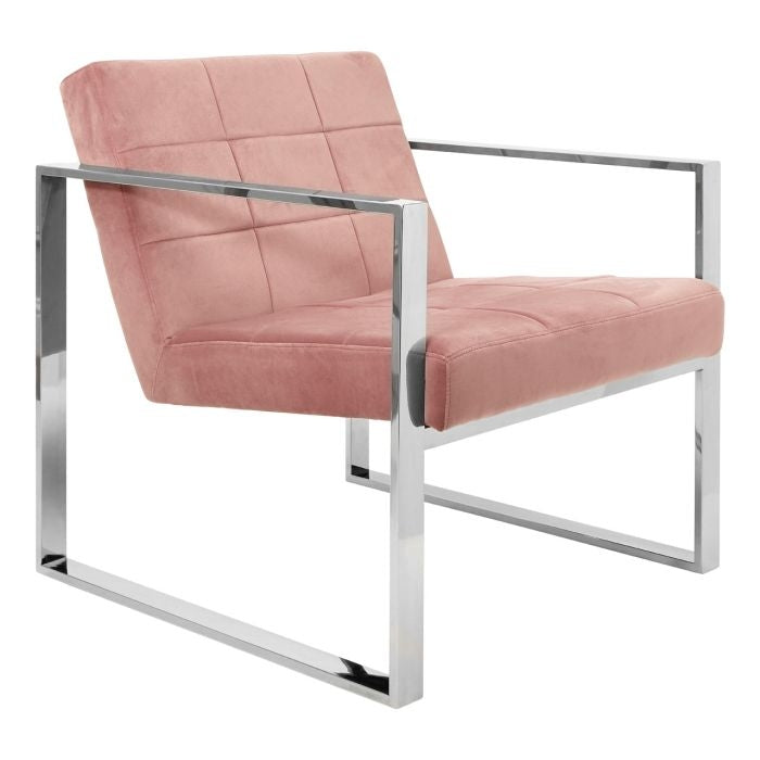 Vista Velvet Upholstered Cocktail Armchair In Pink