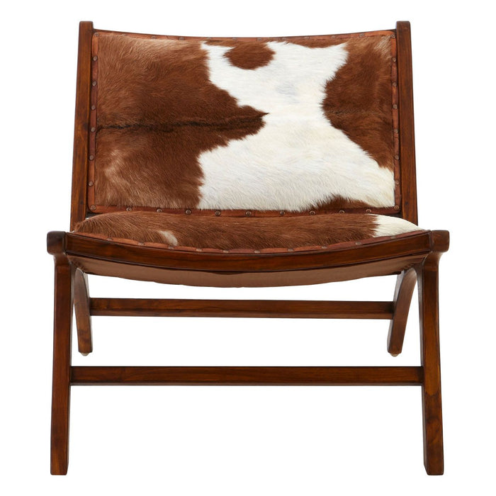 Inca Goat Hide Lounge Chair In Brown And White