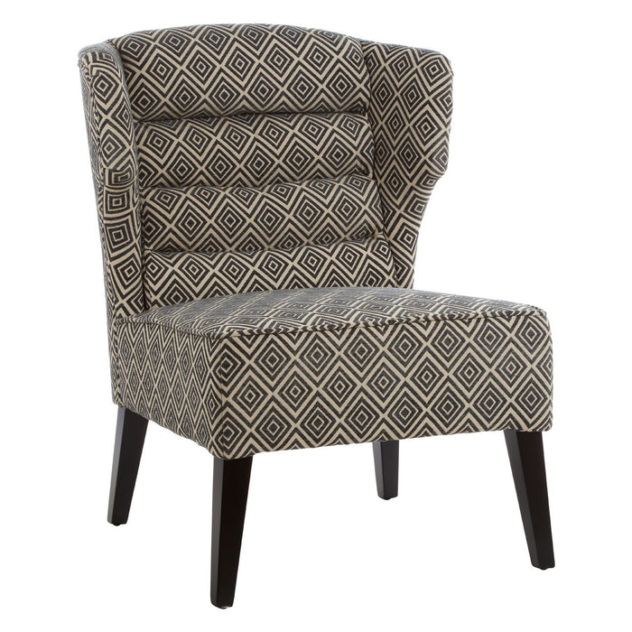 Regents Fabric Accent Chair In Black And White With Wooden Legs