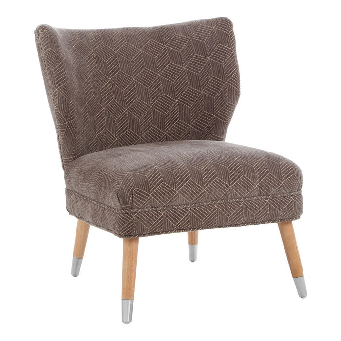 Regents Fabric Accent Chair In Grey With Wooden Legs