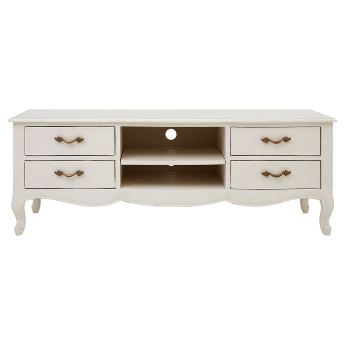 Loire Wooden TV Stand In White With 4 Drawers And 2 Shelves