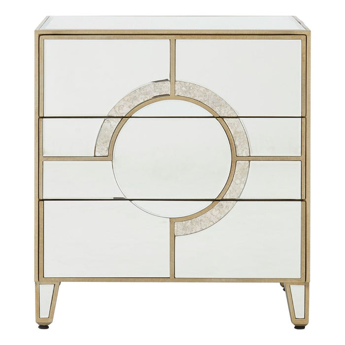 Knightsbridge Mirrored Glass Bedside Cabinet With 3 Drawers