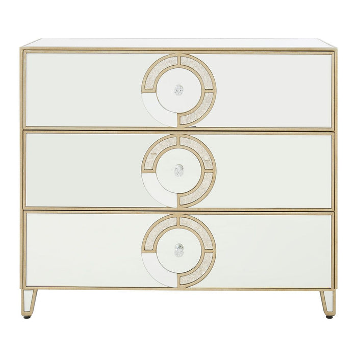 Knightsbridge Mirrored Glass Chest Of 3 Drawers In Natural Tone