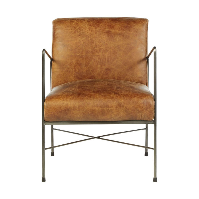 Hoxton Faux Leather Dining Chair In Light Brown With Sturdy Iron Legs