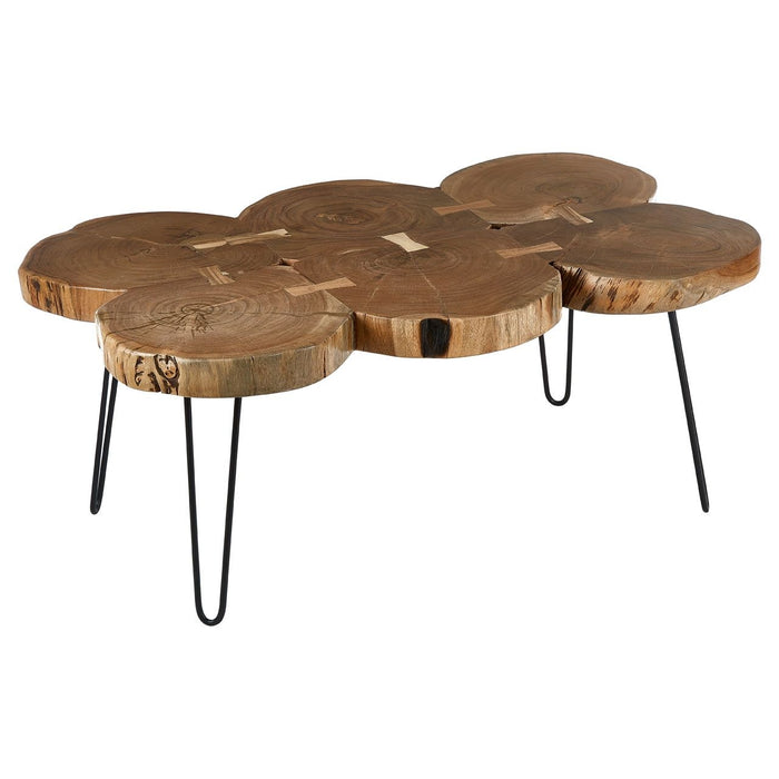 Nandri Wooden Coffee Table In Acacia With Black Metal Legs