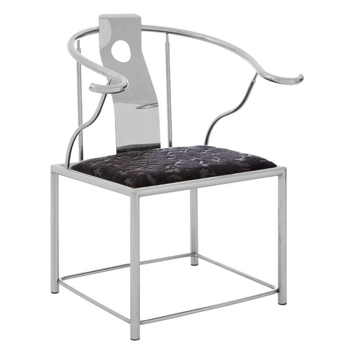 Yasmin Black Velvet Upholstered And Steel Chair In Silver