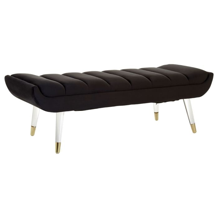 Bayley Velvet Upholstered Hallway Seating Bench In Black