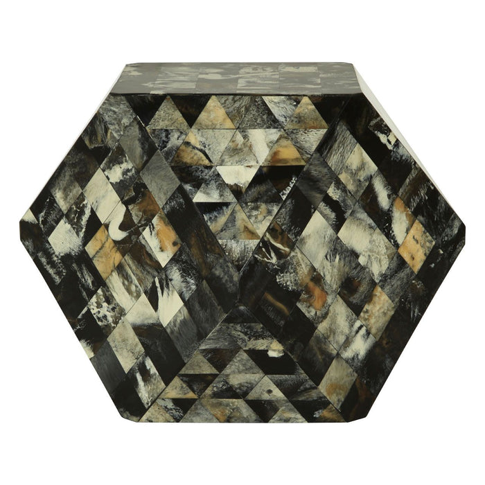 Marlox Wooden Geometric Stool In Antique Green