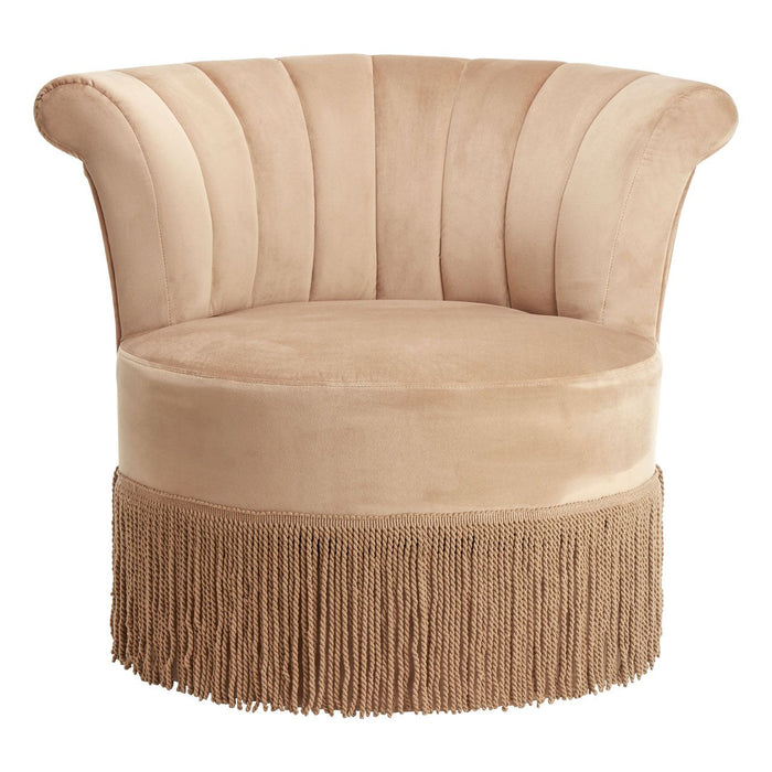 Louxor Polyester Velvet Swivel Bedroom Chair In Cream