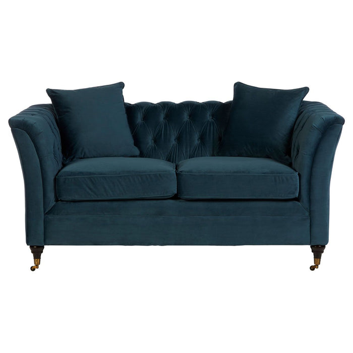 Sabrina Velvet Fabric 2 Seater Sofa In Midnight Blue