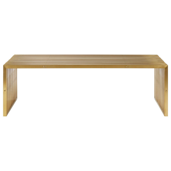 Horizon Square Edge Brushed Stainless Steel Coffee Table In Gold