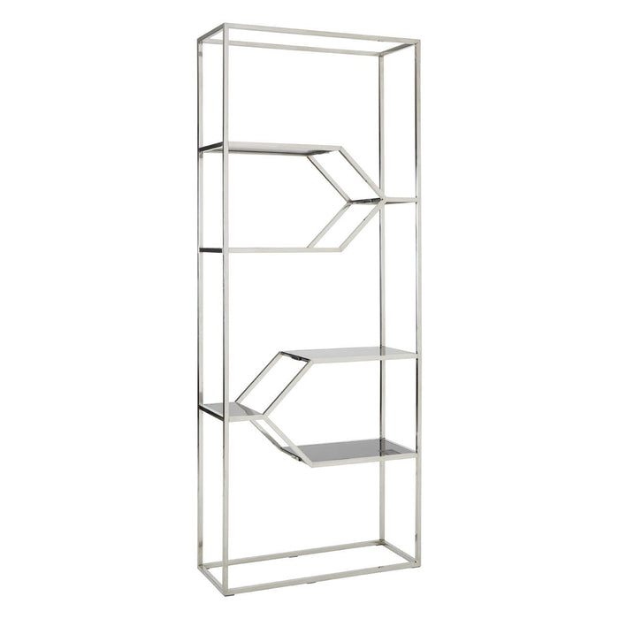 Horizon Black Glass Shelves Bookcase In Silver