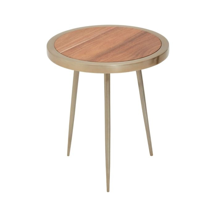 Arica Small Wooden Side Table In Natural With Gold Aluminium Legs