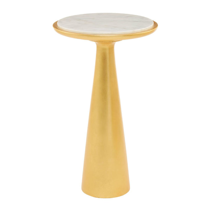 Lino Large White Marble Top Side Table In Gold