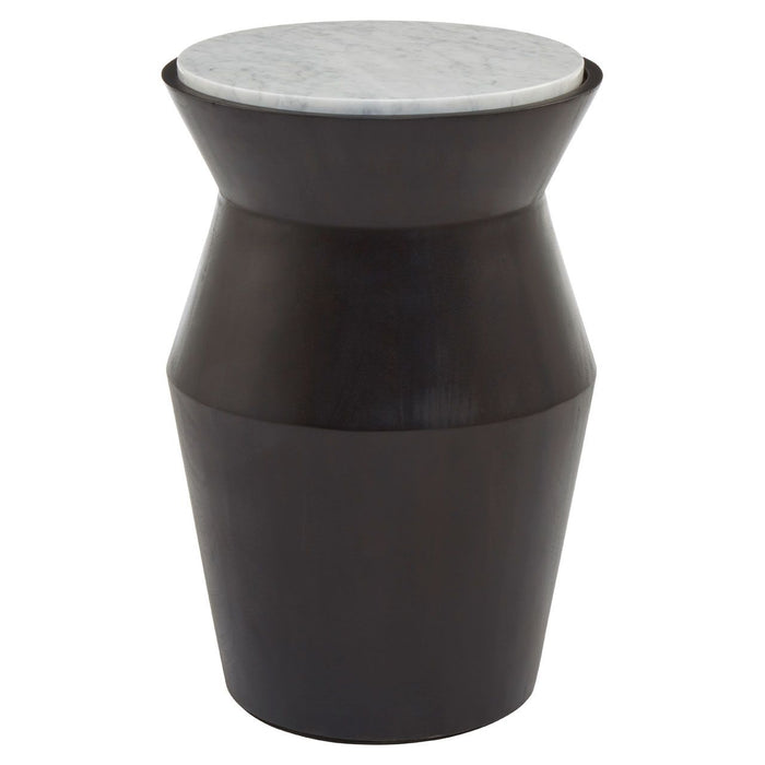 Lino Large Marble Top Drum Side Table In Black