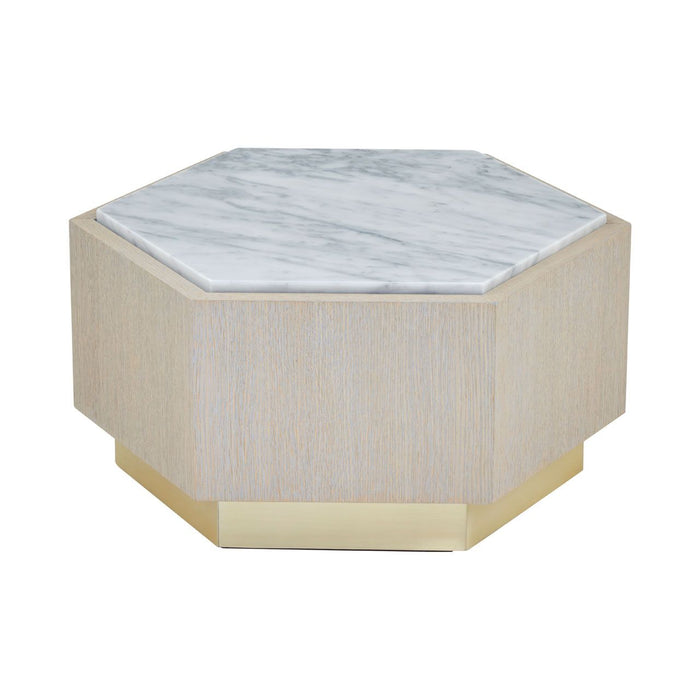 Villi Small Marble Top Side Table In Natural With Gold Metal Base