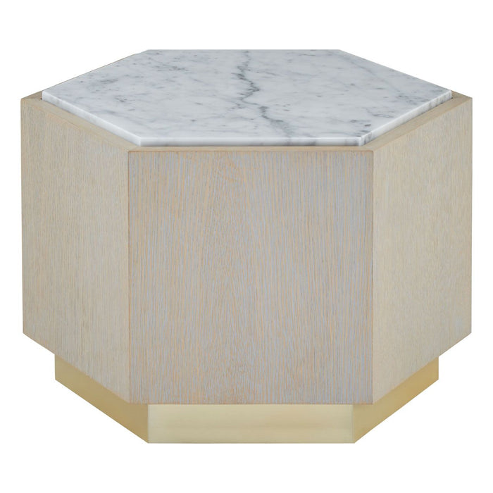 Villi Large Marble Top Side Table In Natural With Gold Metal Base