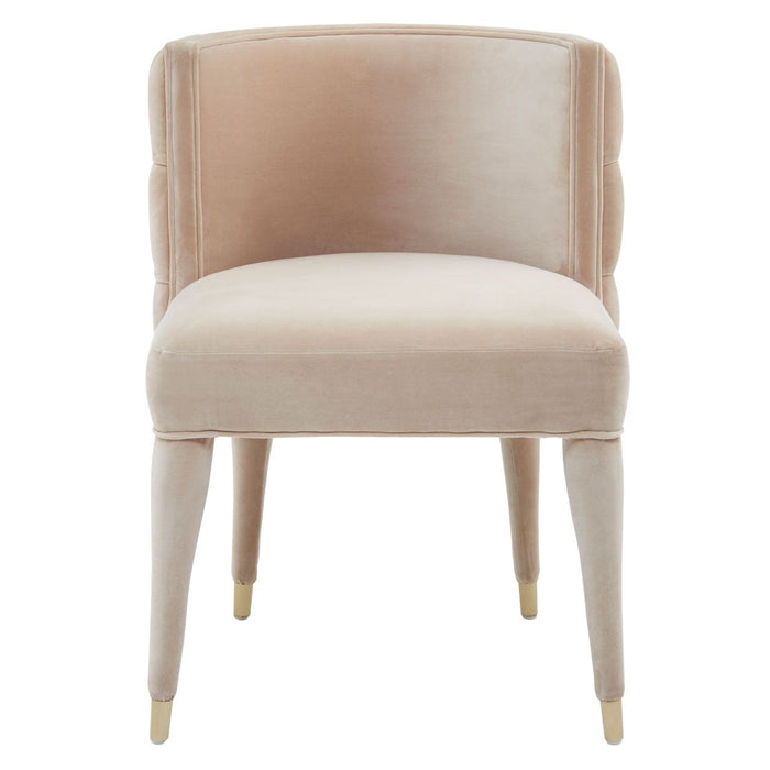 Villi Velvet Feature Bedroom Chair In Beige With Wooden Legs