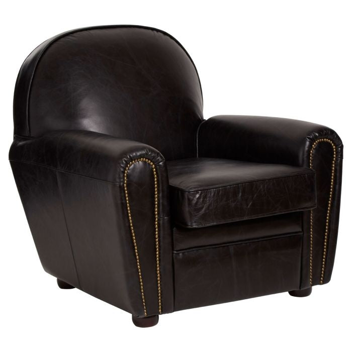 Victor Classic Faux Leather Armchair In Black With Wooden Legs