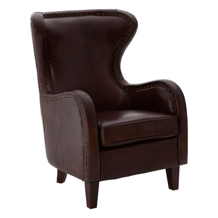 Victor Faux Leather Armchair In Dark Brown With Wooden Legs