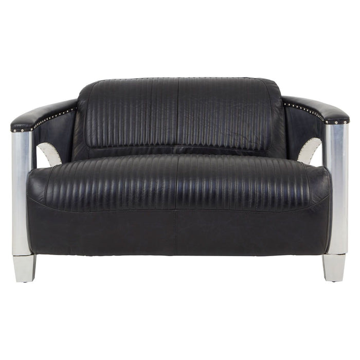 Victor Genuine Leather 2 Seater Sofa In Black