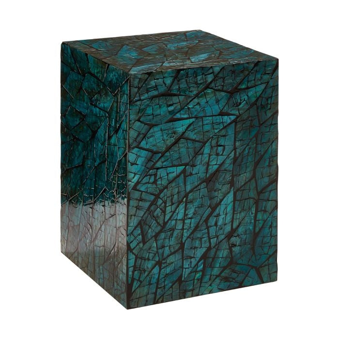 Banjo Square Wooden Cube Side Table In Teal