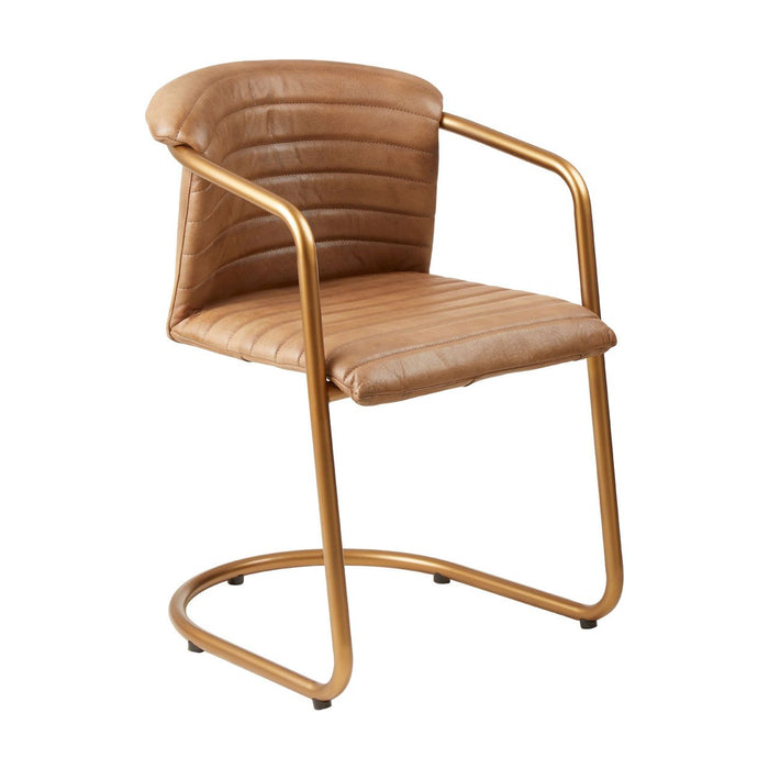 Buffalo Leather Armchair In Brown With Metal Frame