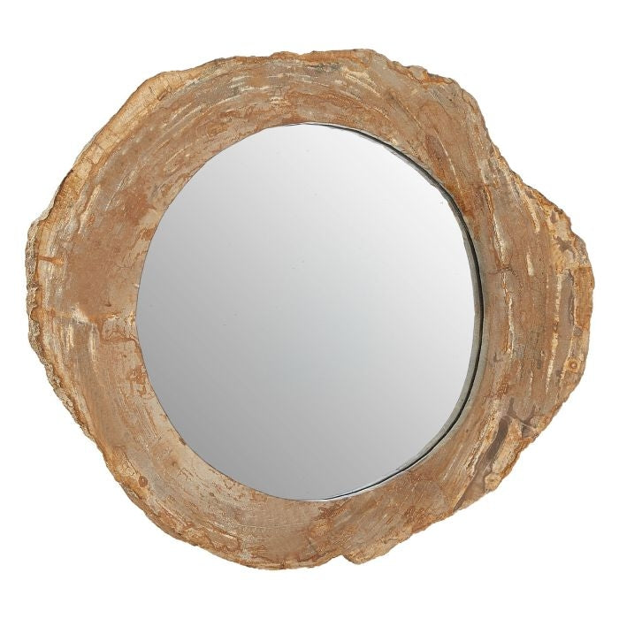 Ripley Wall Mirror In Natural Tones Petrified Wooden Frame