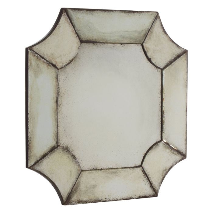 Rusper Curved Corner Wall Mirror In Antique Silver Frame