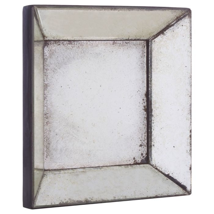 Rusper Small Square Bevelled Wall Mirror In Antique Silver Frame