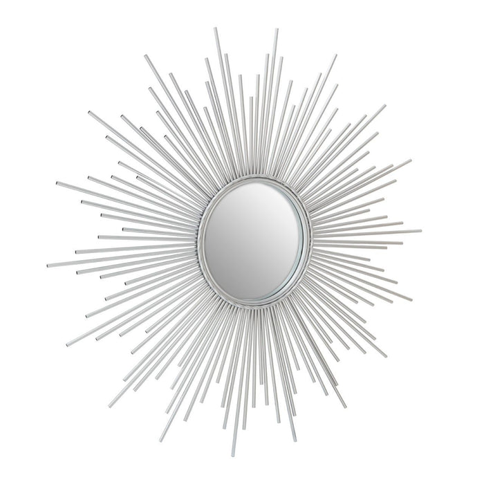 Cristal Sunburst Wall Bedroom Mirror In Silver Metal Frame