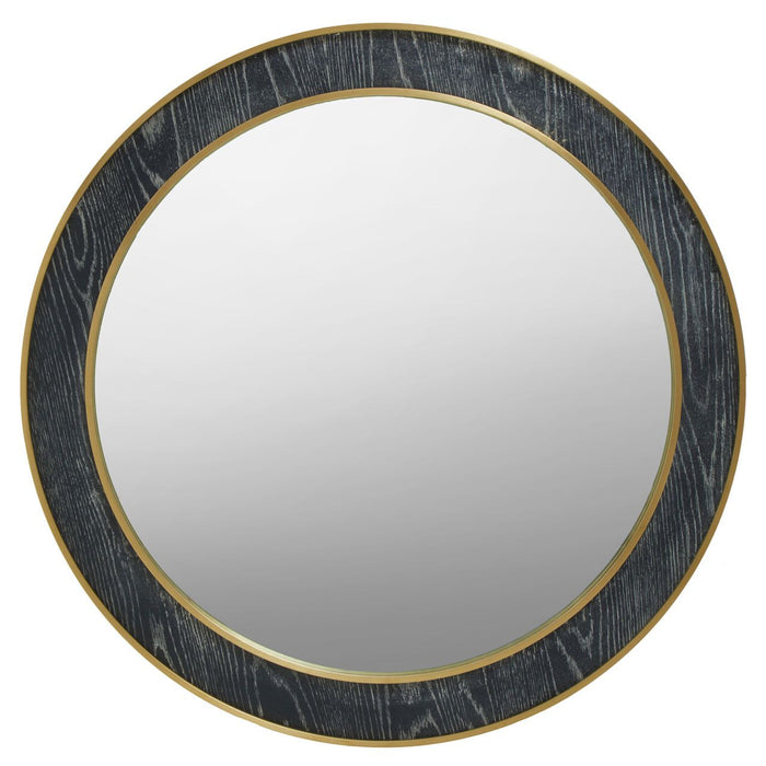 Lena Round Wall Mirror With Black And Grey Oak-Veneered Frame