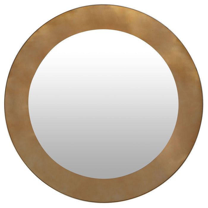 Grenoble Round Wall Mirror With Brushed Gold Metal Frame