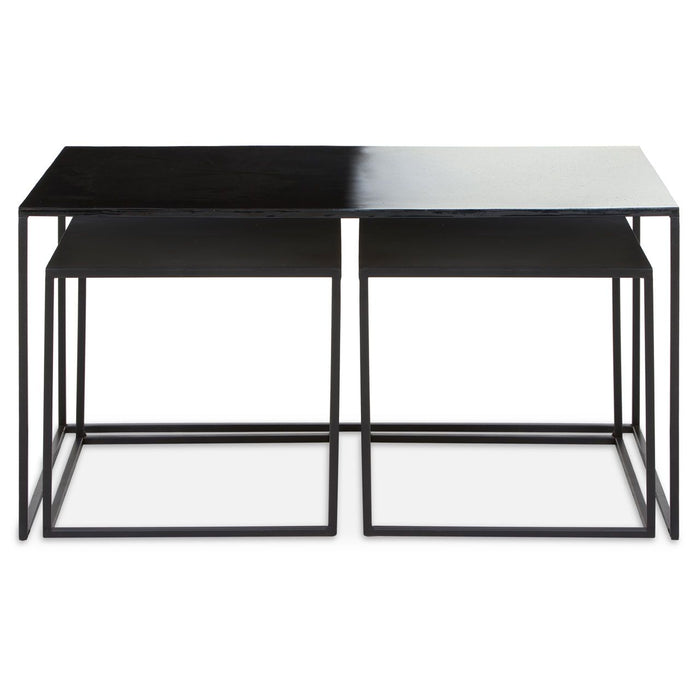 Ramus Metal Set Of 3 Ombre Coffee Table In Black And White