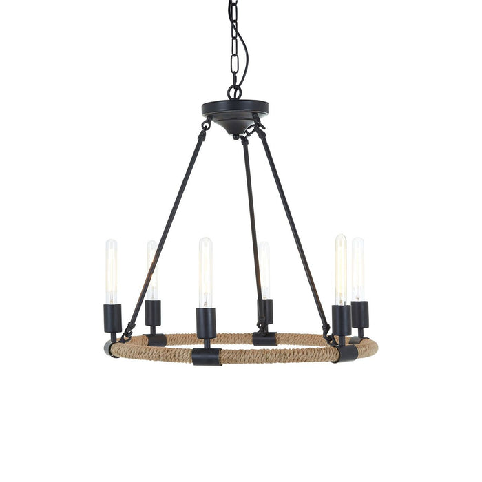 Hampstead 6 Bulbs Chandelier Ceiling Light In Natural And Black