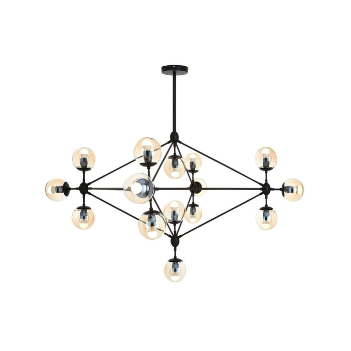 Abira 15 Glass Shades Ceiling Pendant Light In Matt Black