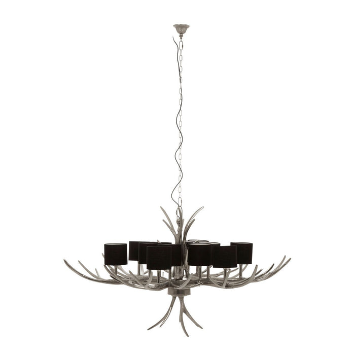 Antera 12 Fabric Shades Chandelier Ceiling Light In Silver