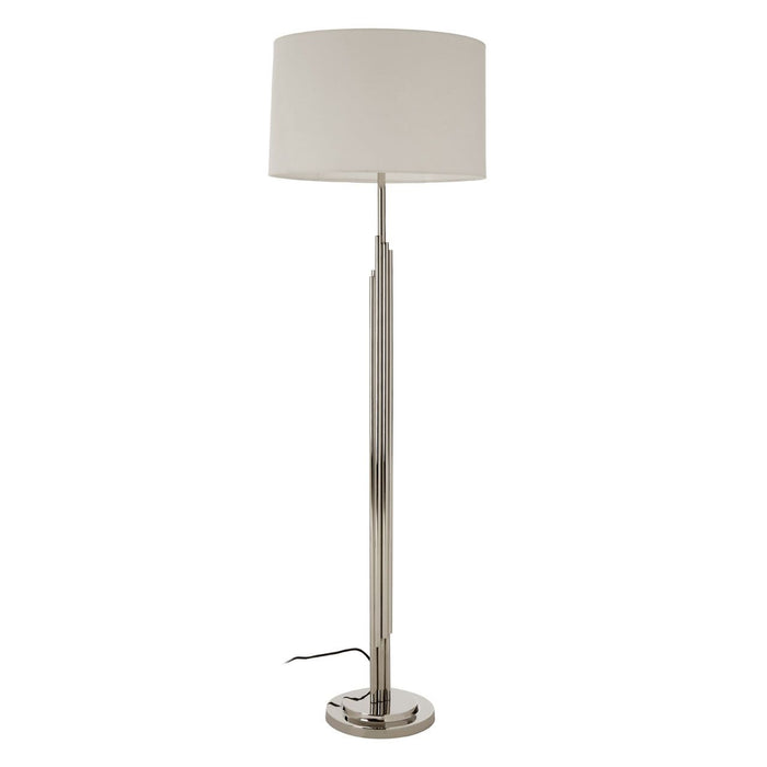 Richmond White Fabric Shade Floor Lamp With Stainless Steel Base