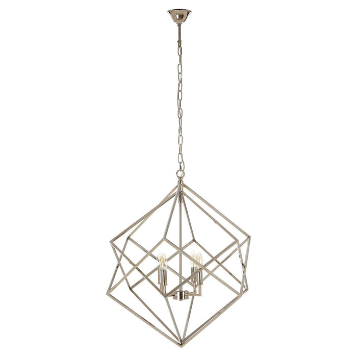 Kamara Geometric Chandelier Ceiling Light In Silver Nickel