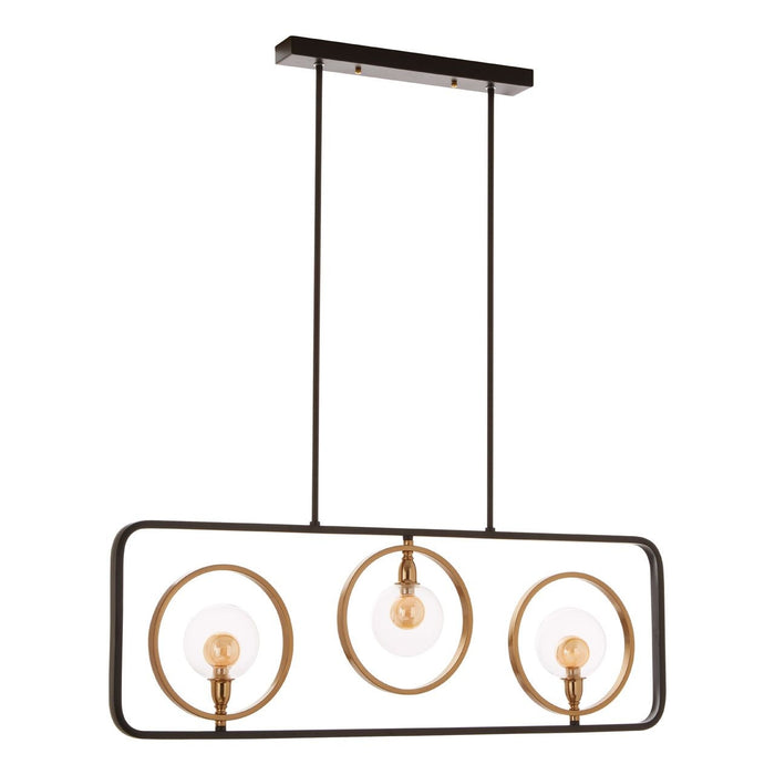 Abira 3 Glass Shades Ceiling Pendant Light In Matt Black And Bronze