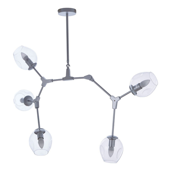 Abira 5 Glass Shades Ceiling Pendant Light In Silver