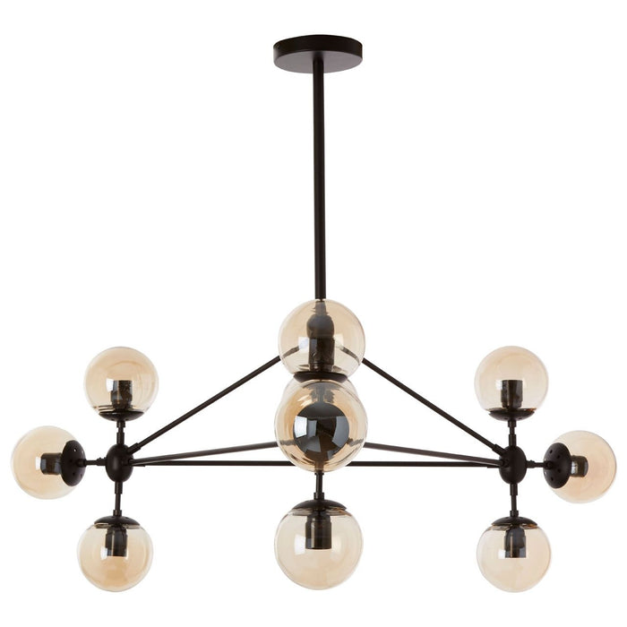 Abira 10 Glass Shades Ceiling Pendant Light In Matt Black