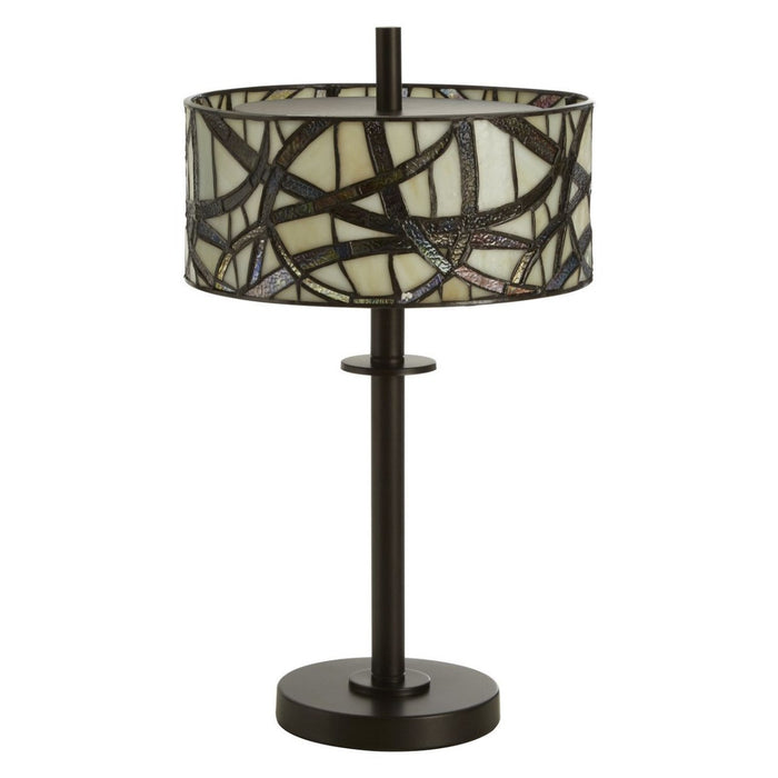 Waldorf Branch Glass Shade Table Lamp In Bronze With Metal Base