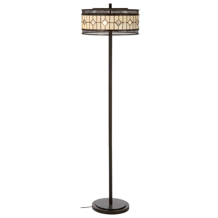 Waldorf Diamond Glass Shade Floor Lamp In Bronze With Metal Base